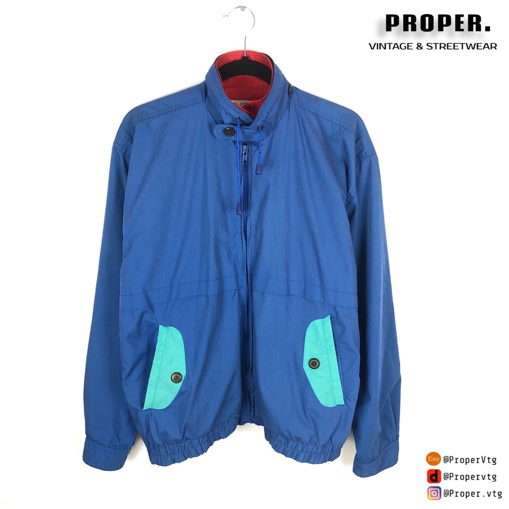 Vintage Style Windbreaker Jacket Full Zip